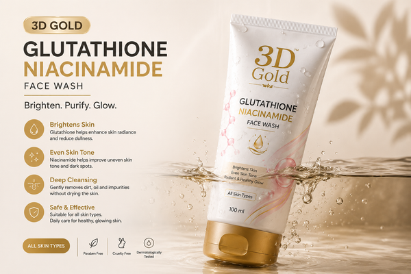 3D Gold Glutathione & Niacinamide Brightening Skincare Duo – Face Wash + Face Serum 3D Gold