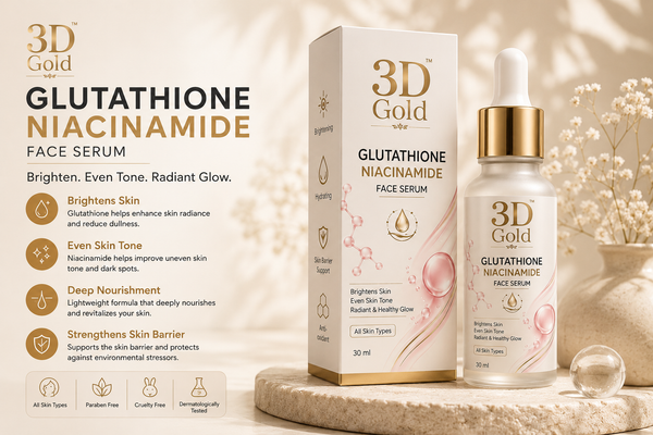 3D Gold Glutathione & Niacinamide Brightening Skincare Duo – Face Wash + Face Serum 3D Gold